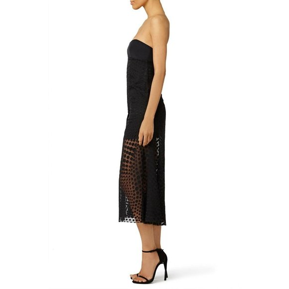 NWT $1500 CEDRIC CHARLIER SEEING DOTS BLACK CHIFFON STRAPLESS DRESS SIZE 10 - Picture 3 of 9